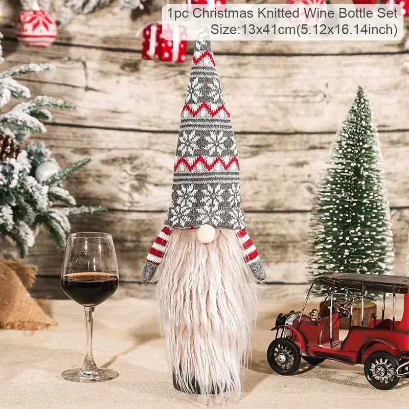Christmas Decorations Wine Bottle Cloth Gift Bags for Home or Gift Santa Claus Cover Snowman Stocking Wine Bottle Bag Covers