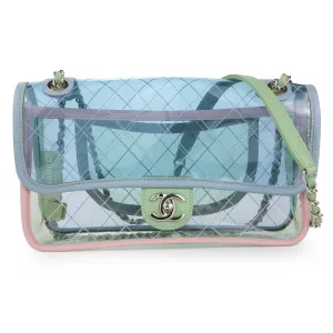 Coco Splash PVC Medium Flap Bag Blue Pink Green