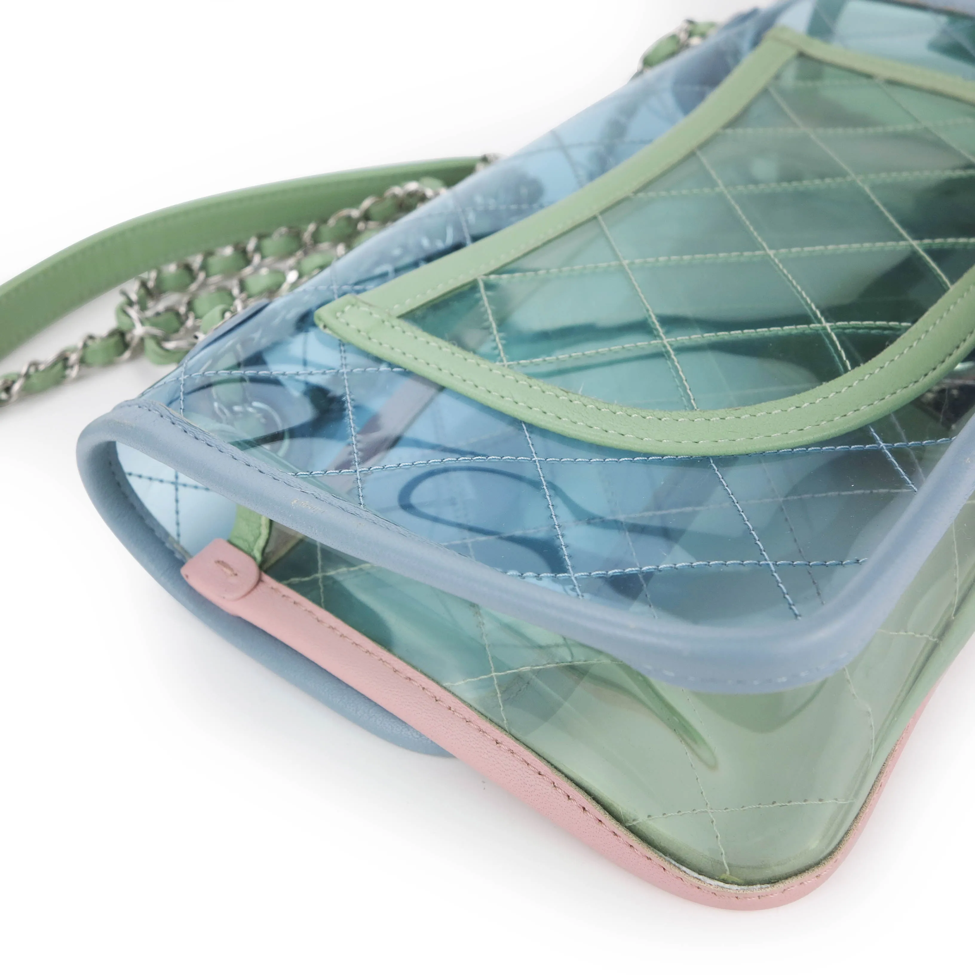 Coco Splash PVC Medium Flap Bag Blue Pink Green