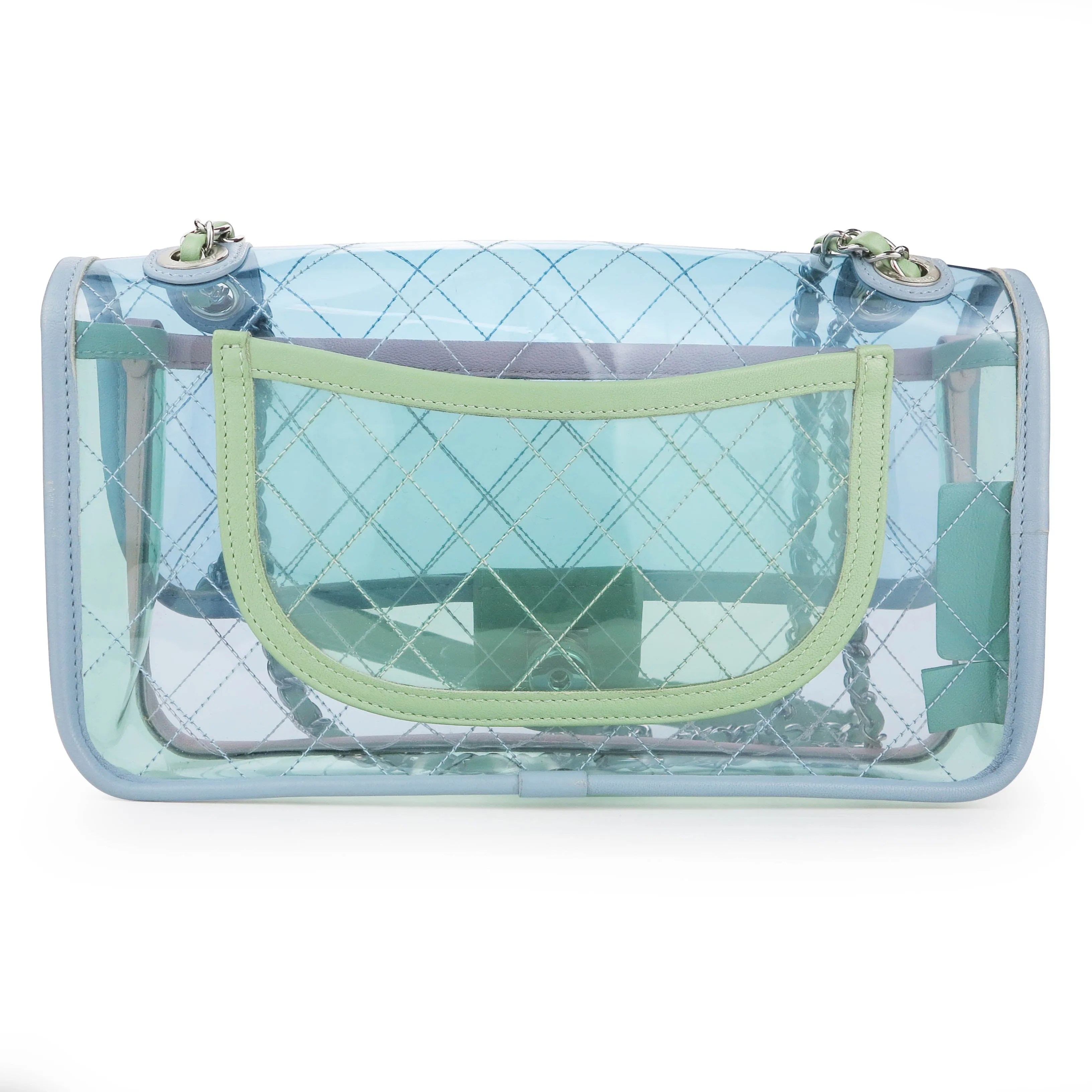 Coco Splash PVC Medium Flap Bag Blue Pink Green