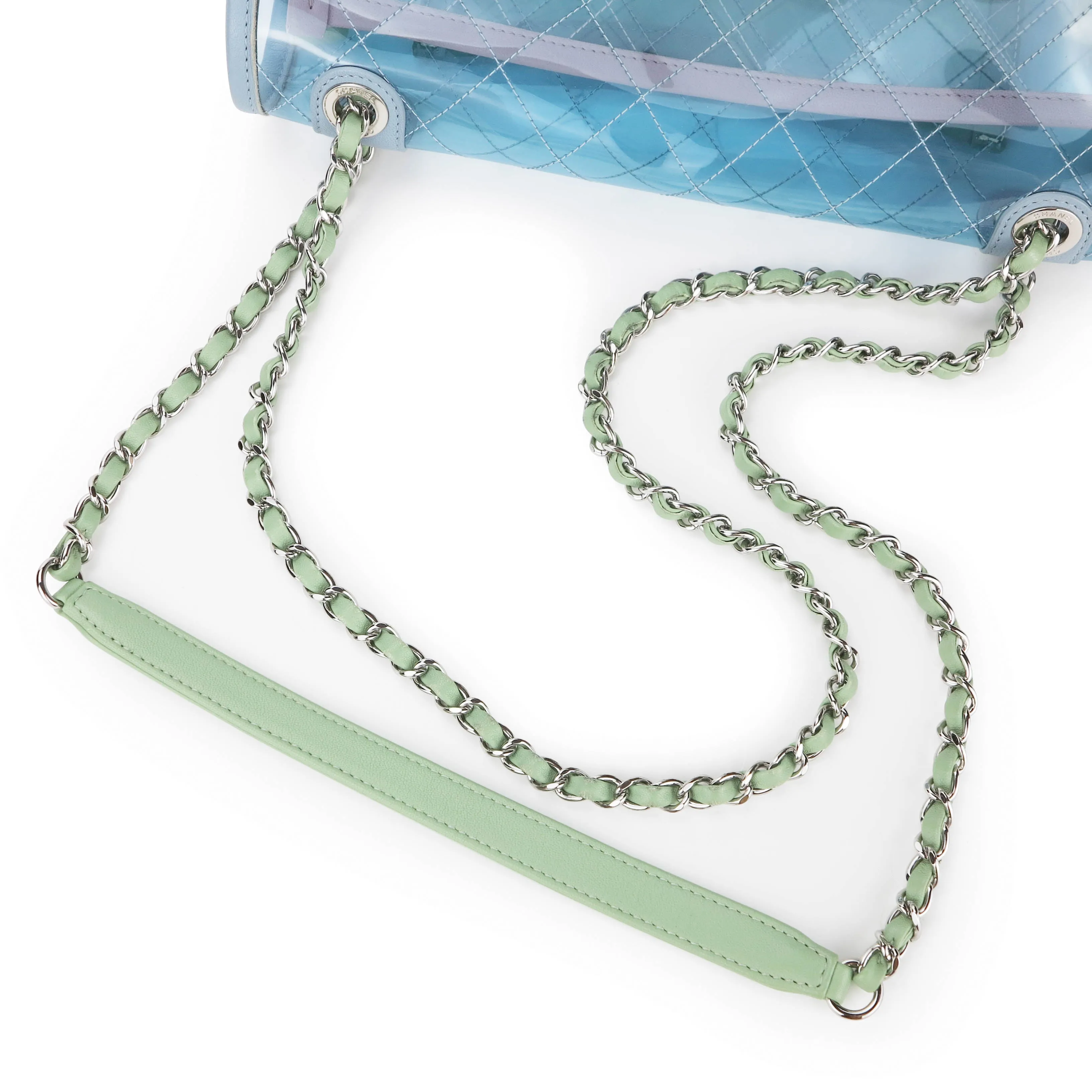 Coco Splash PVC Medium Flap Bag Blue Pink Green