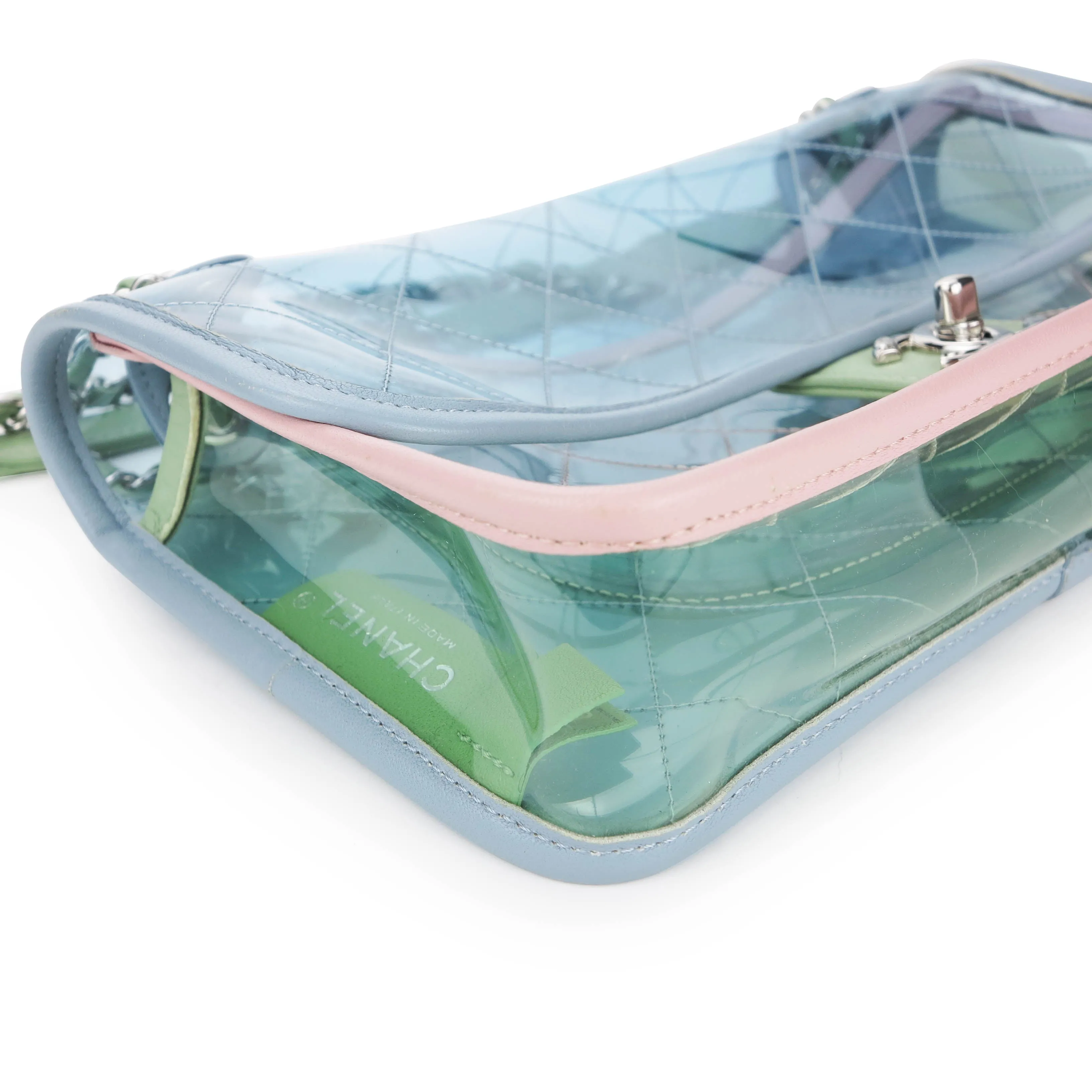 Coco Splash PVC Medium Flap Bag Blue Pink Green