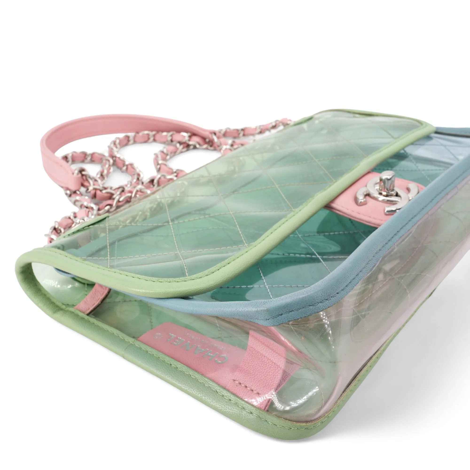 Coco Splash PVC Medium Flap Bag Green Blue Pink