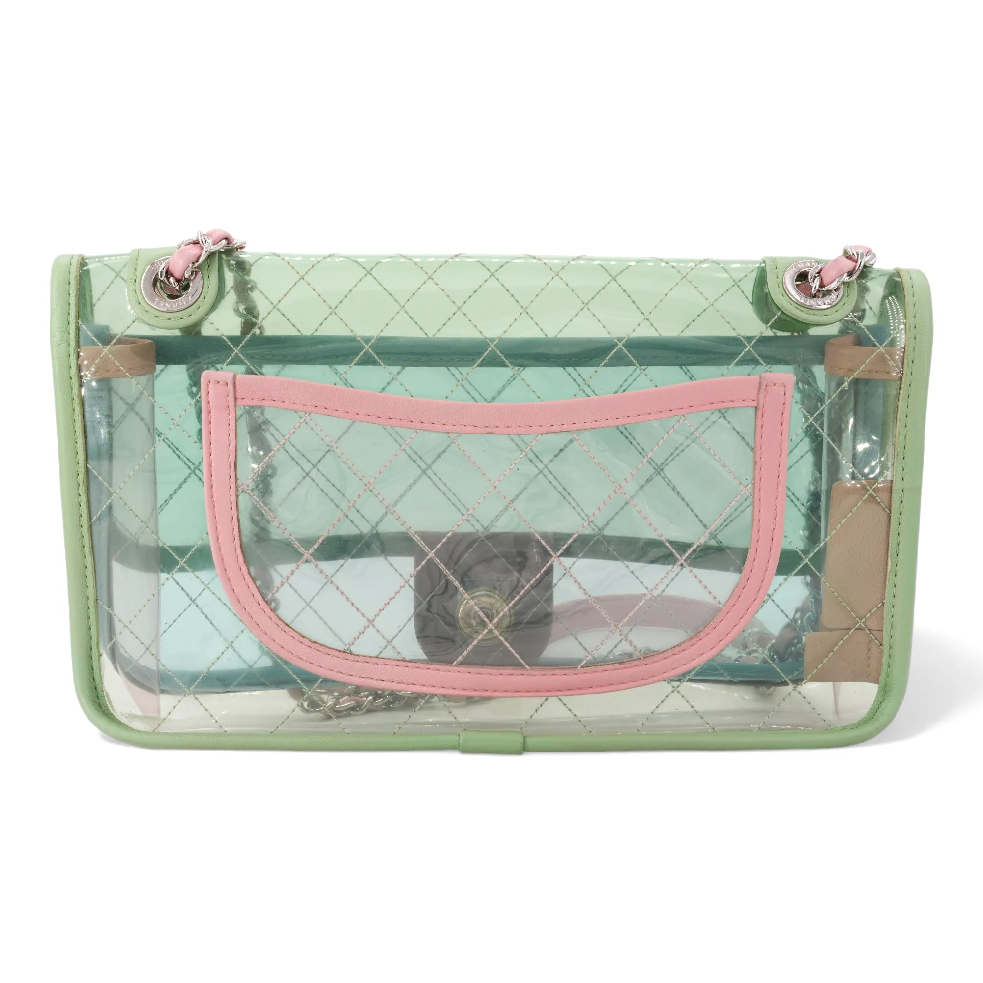 Coco Splash PVC Medium Flap Bag Green Blue Pink