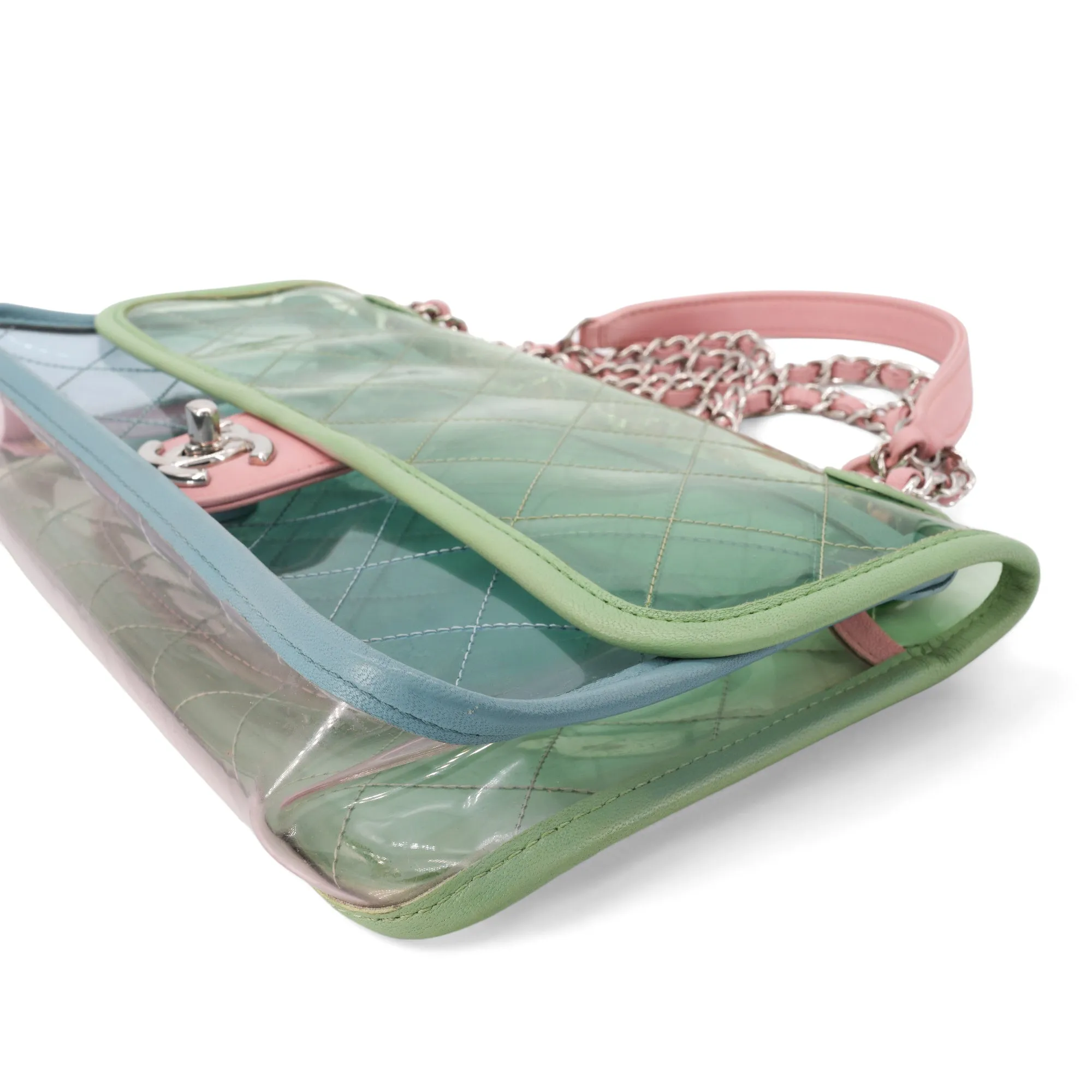 Coco Splash PVC Medium Flap Bag Green Blue Pink