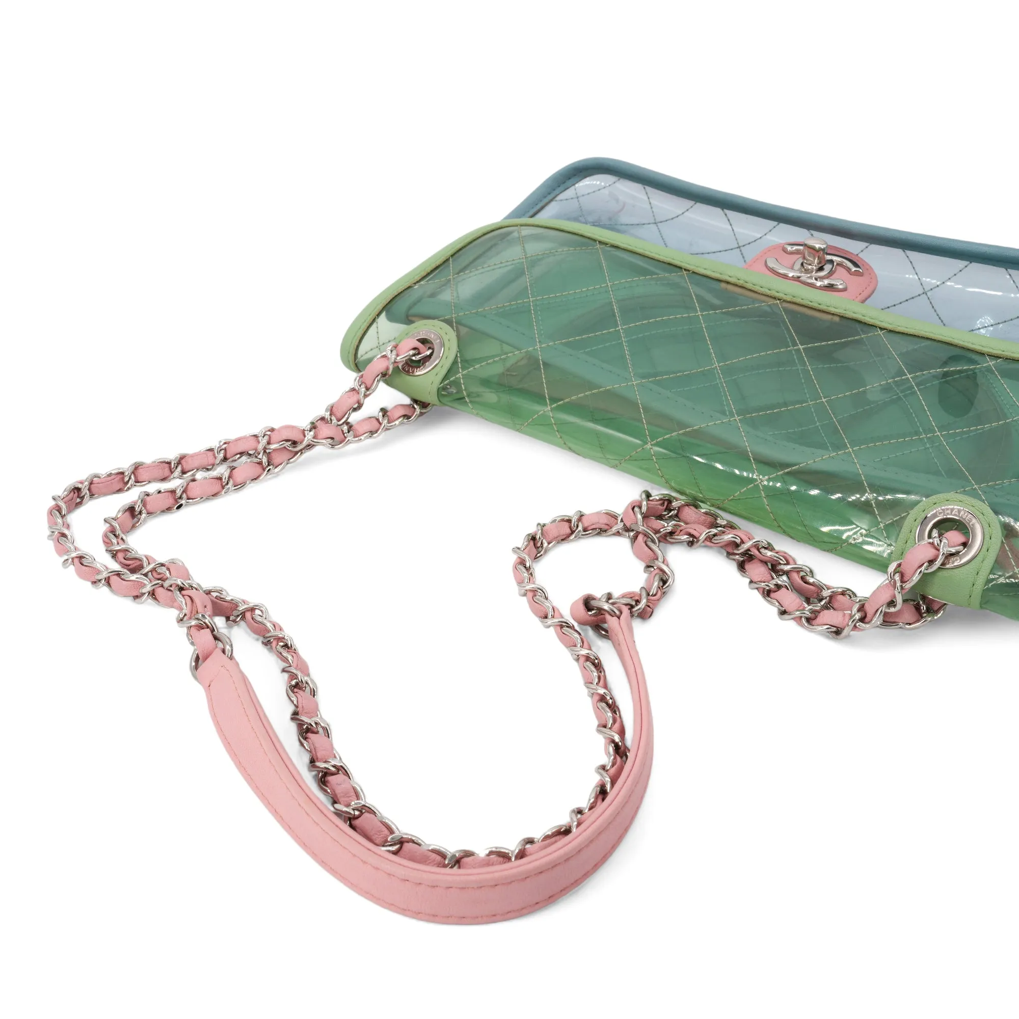 Coco Splash PVC Medium Flap Bag Green Blue Pink