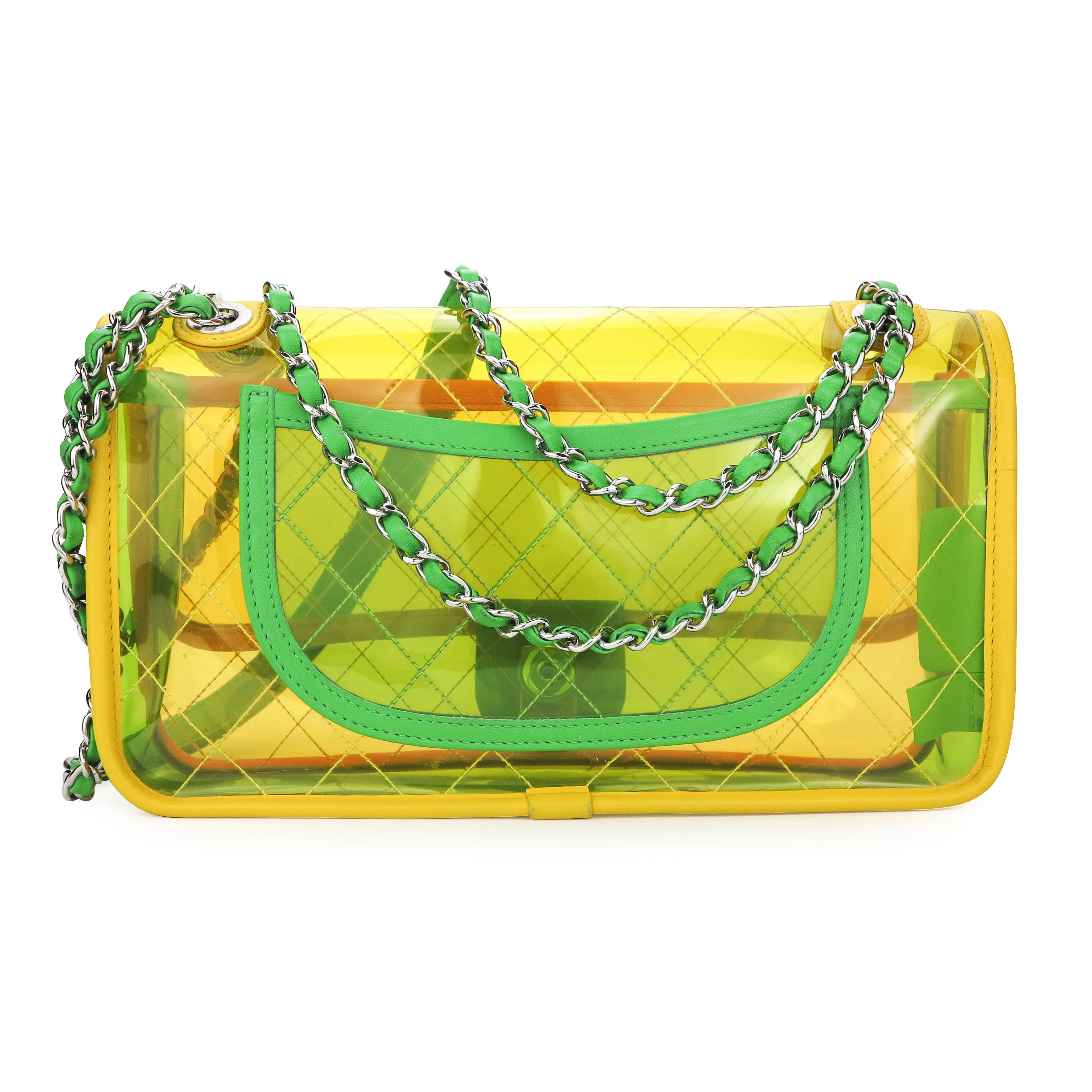 Coco Splash Yellow PVC Medium Flap Bag