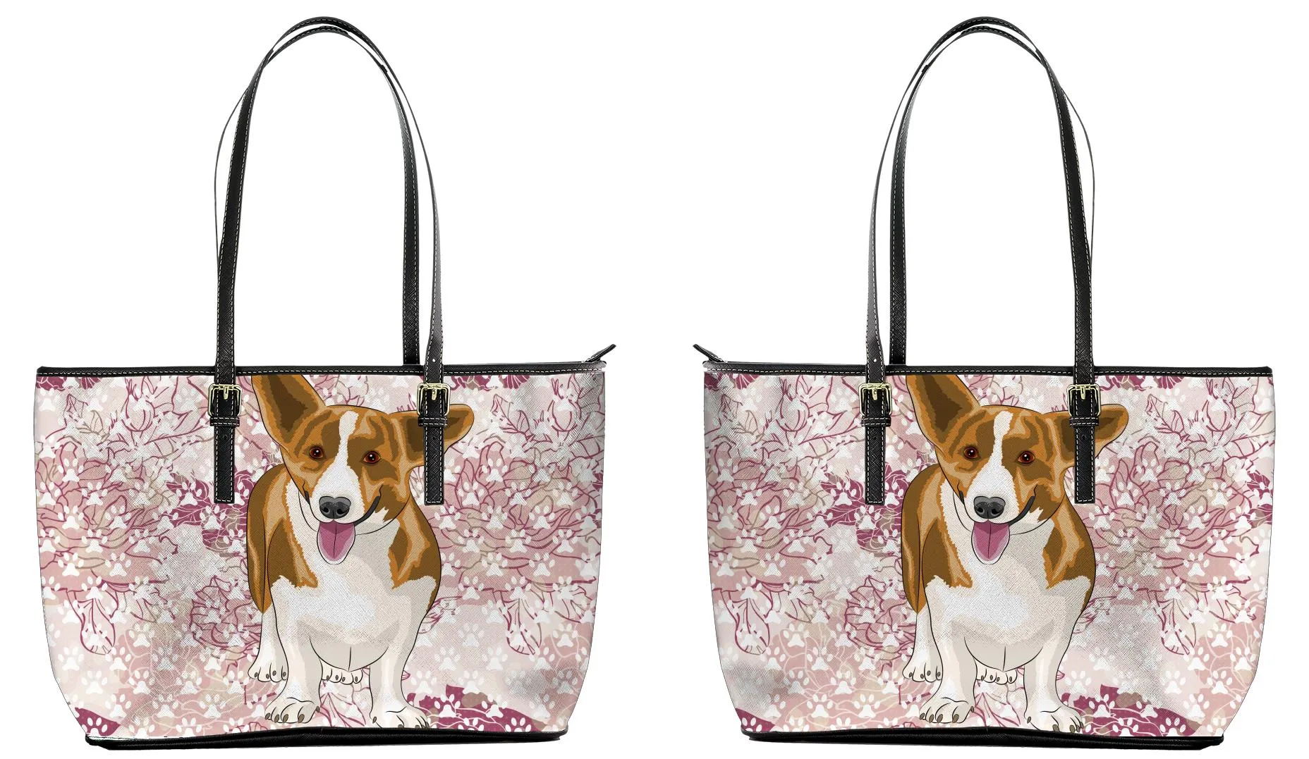 Corgi Floral Tote Bag