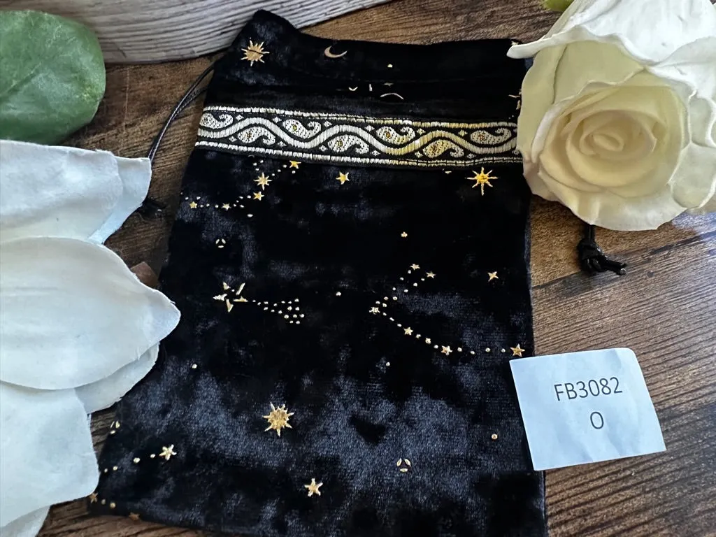 Cotton & Velveteen Drawstring Bag Pouch - Assorted Artwork FB3082