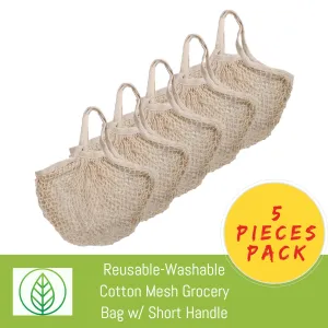 Cotton Mesh Produce and Grocery Bags w/ Short Handle – Eco-Friendly and Durable