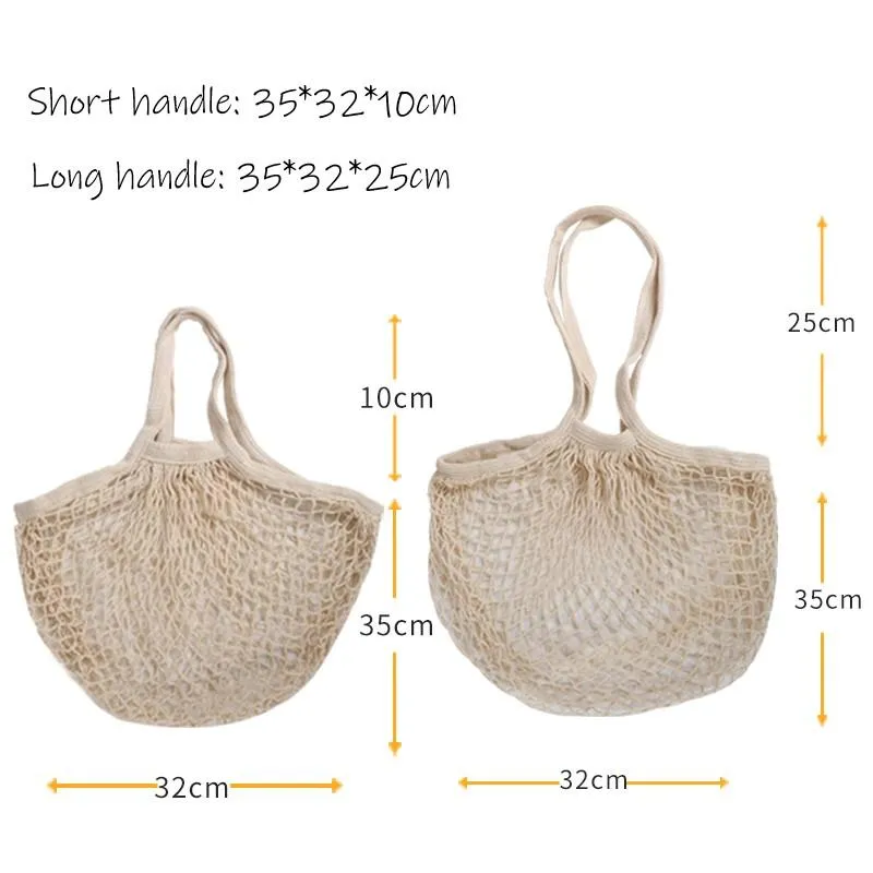 Cotton Mesh Produce and Grocery Bags w/ Short Handle – Eco-Friendly and Durable