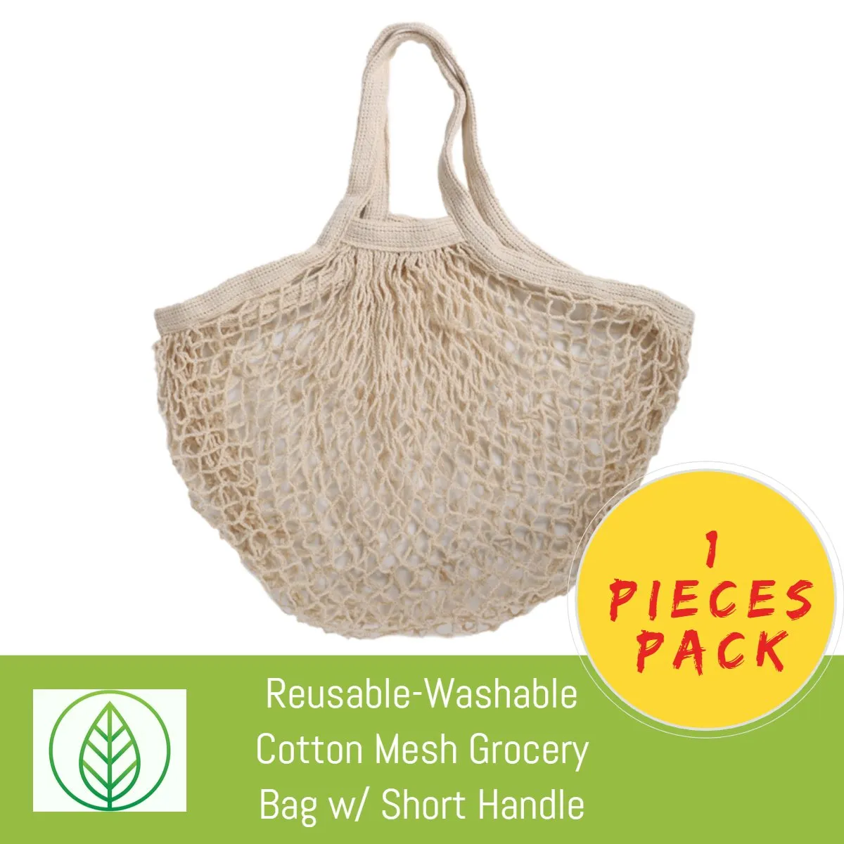 Cotton Mesh Produce and Grocery Bags w/ Short Handle – Eco-Friendly and Durable