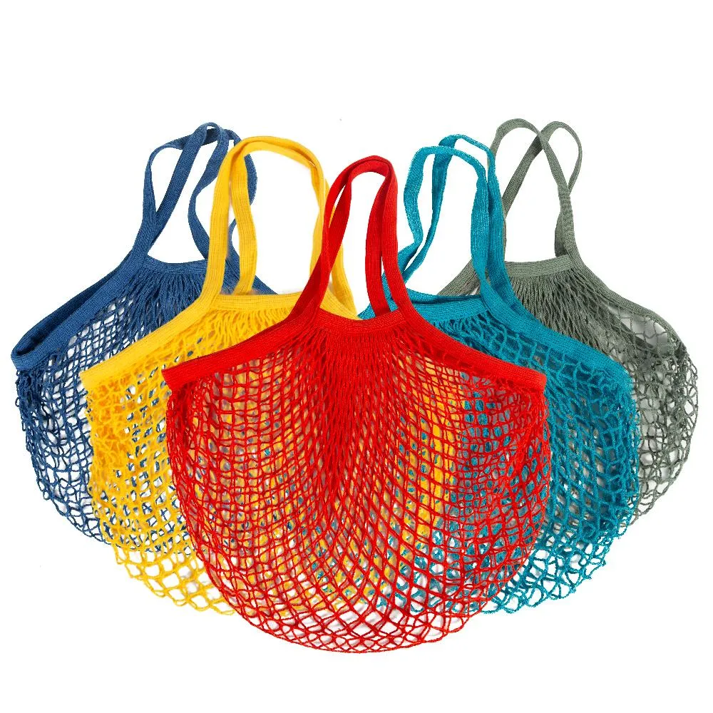 Cotton Mesh Produce and Grocery Bags w/ Short Handle – Eco-Friendly and Durable