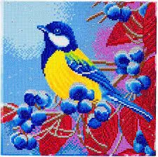 Craft Buddy Crystal Art Kit Bird & Berries 30 x 30 cm Pre-Framed 5D Art Kit