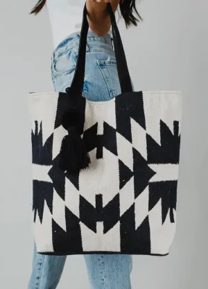 Cream & Black Aztec Tote