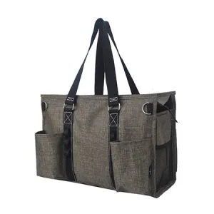 Crosshatch Khaki NGIL Zippered Lined Caddy Organizer Tote Bag