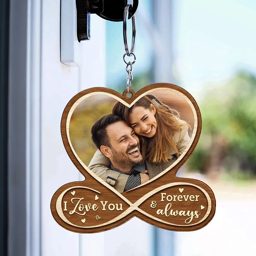 Custom Photo Drive Safe I Love You - Personalized Wooden Keychain