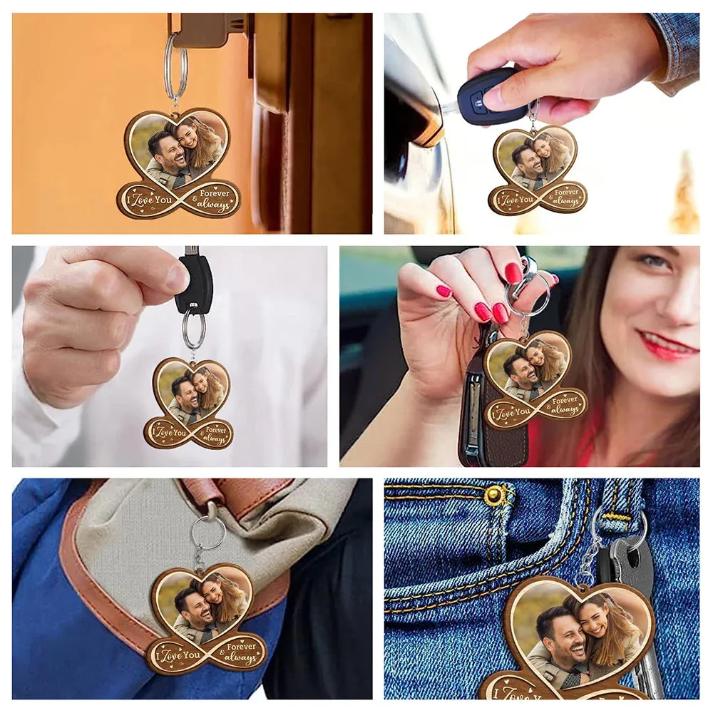 Custom Photo Drive Safe I Love You - Personalized Wooden Keychain