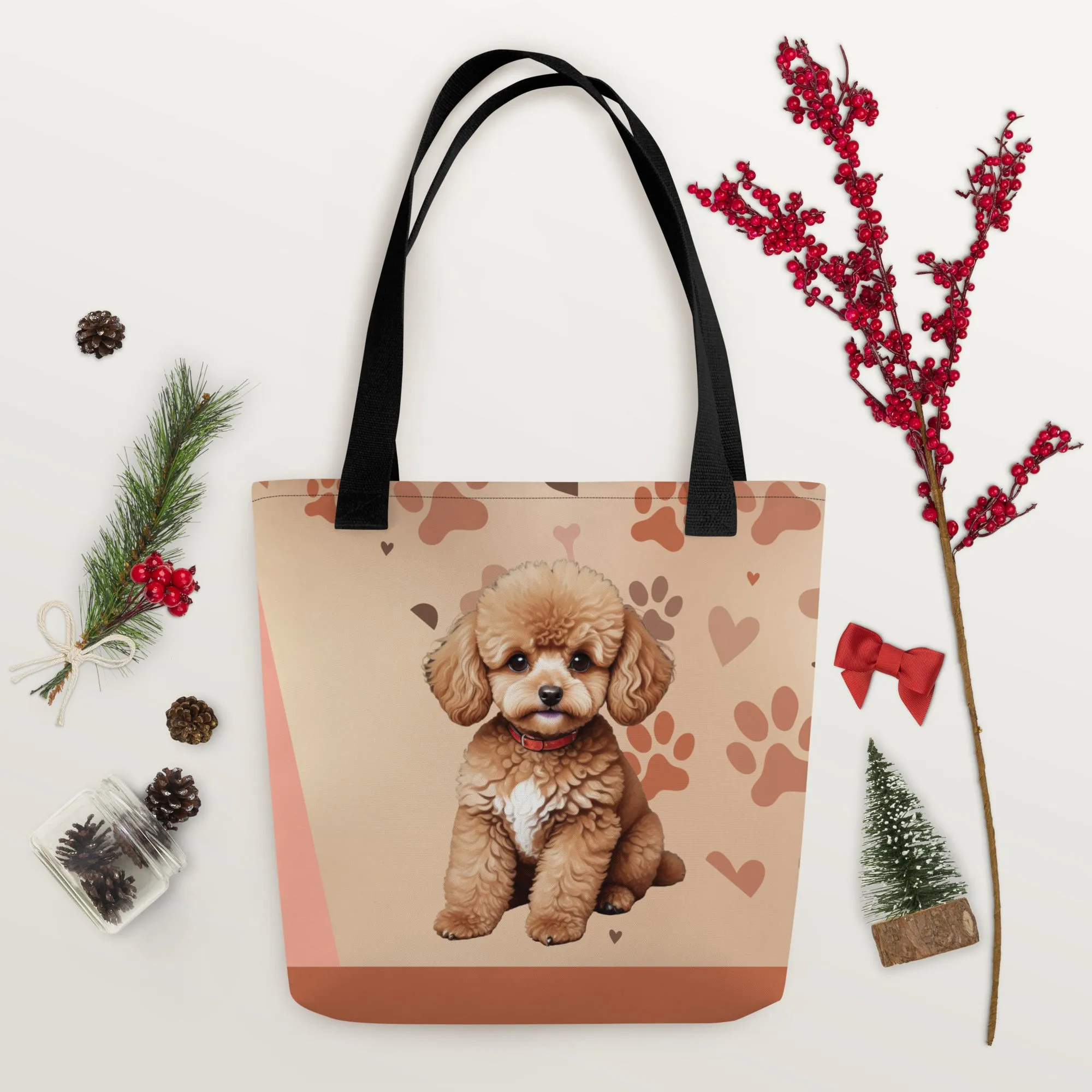 Cute Poodle Print Tote Bag