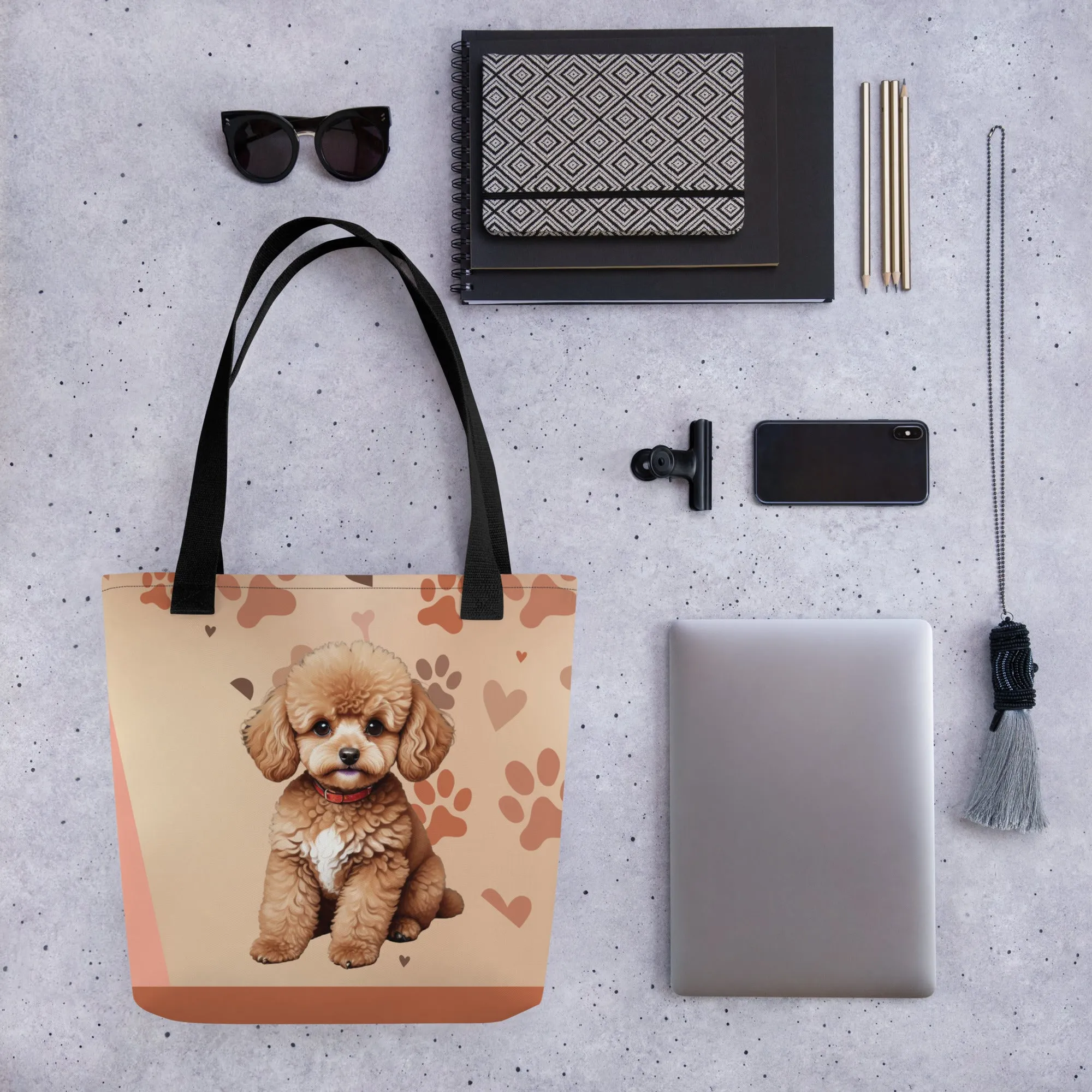 Cute Poodle Print Tote Bag