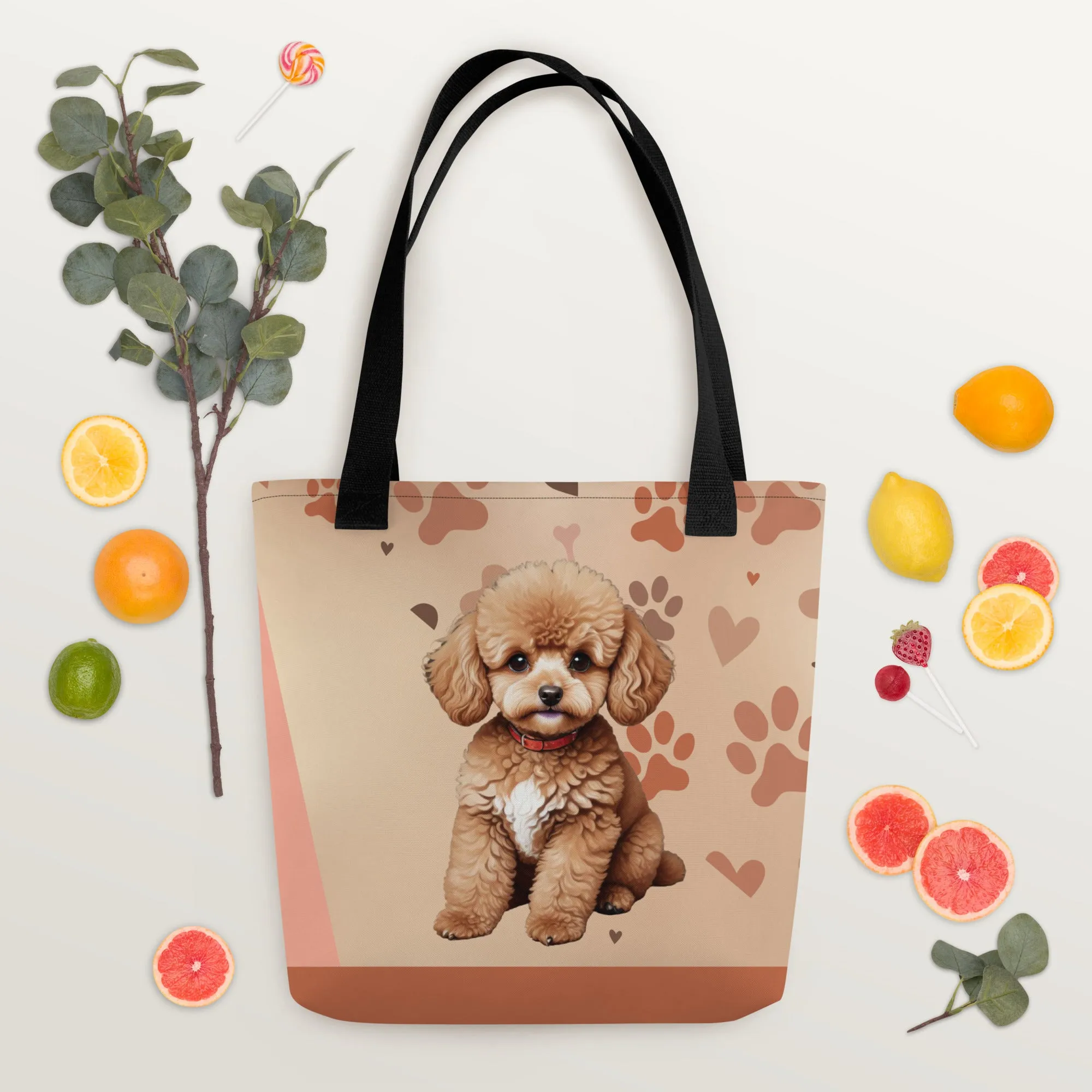 Cute Poodle Print Tote Bag