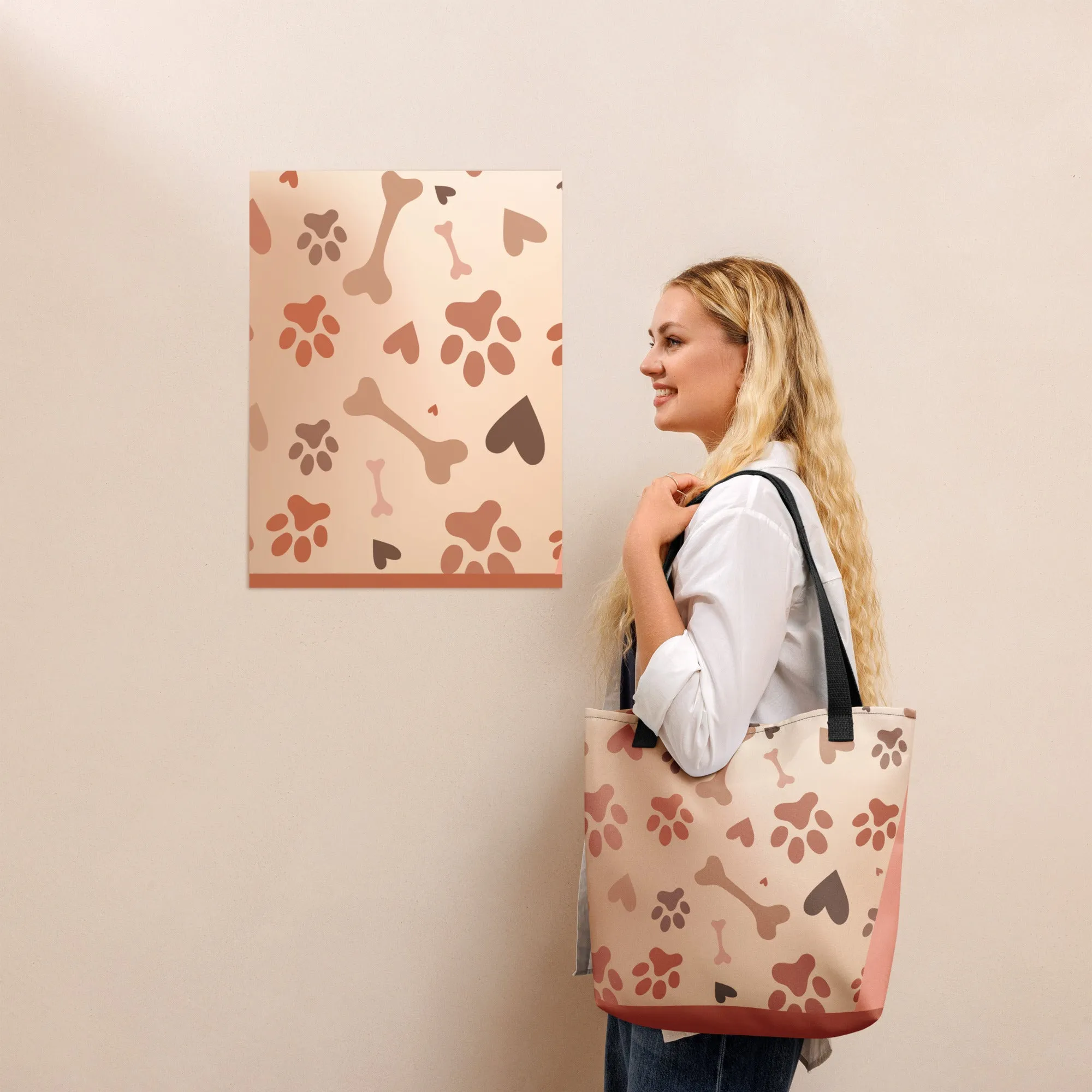 Cute Poodle Print Tote Bag