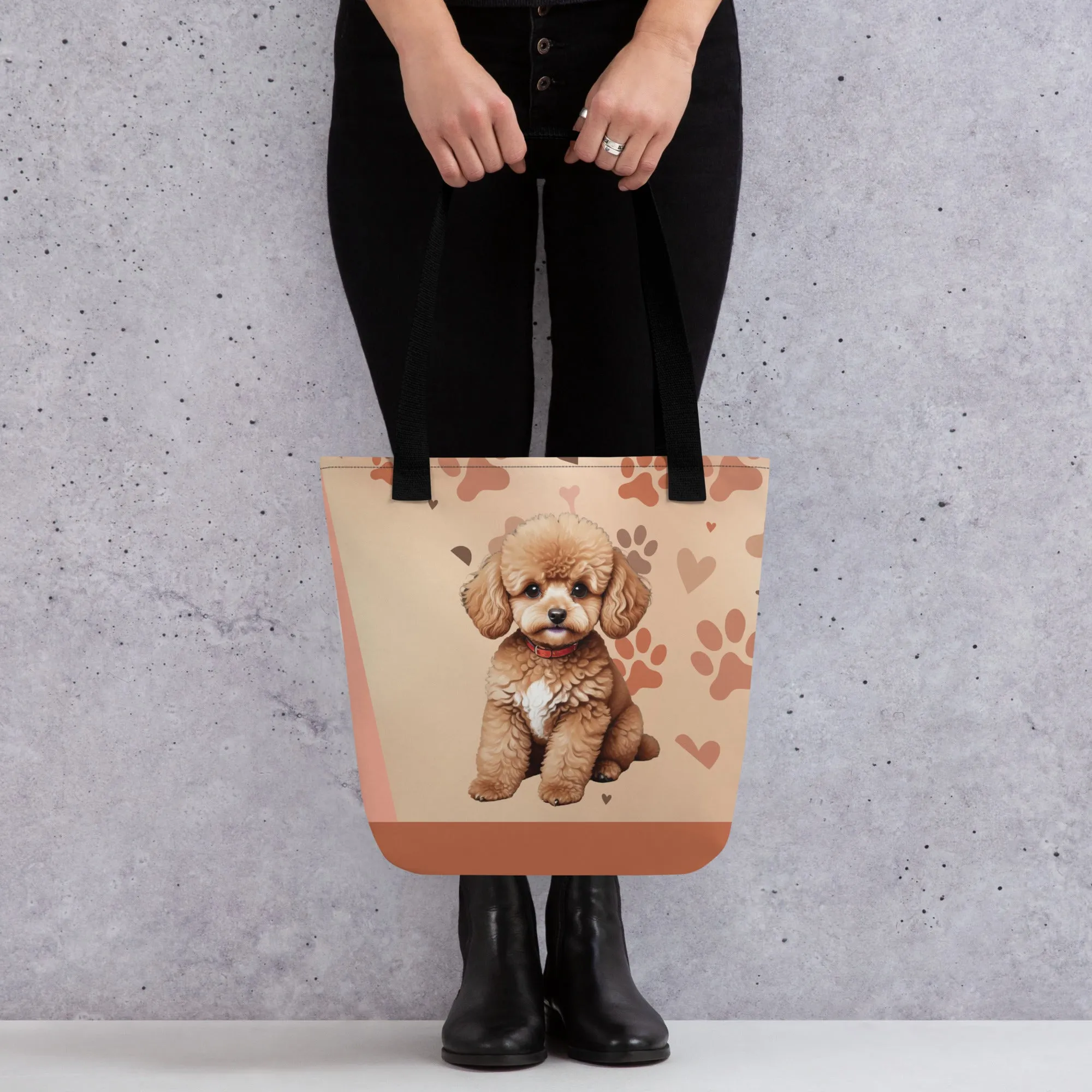 Cute Poodle Print Tote Bag