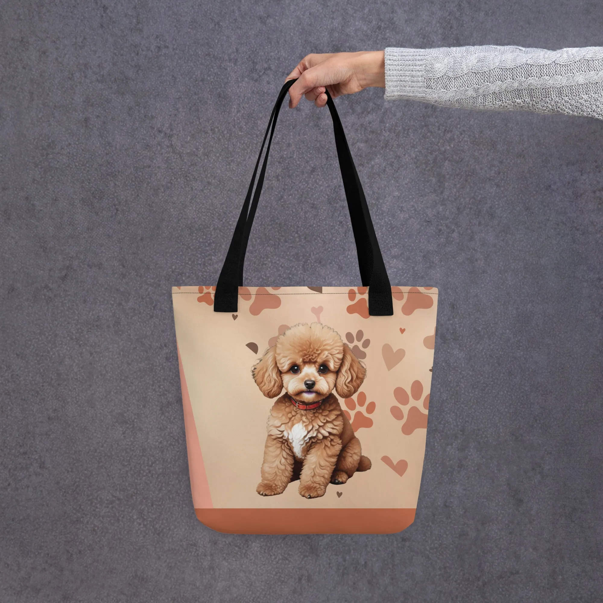 Cute Poodle Print Tote Bag