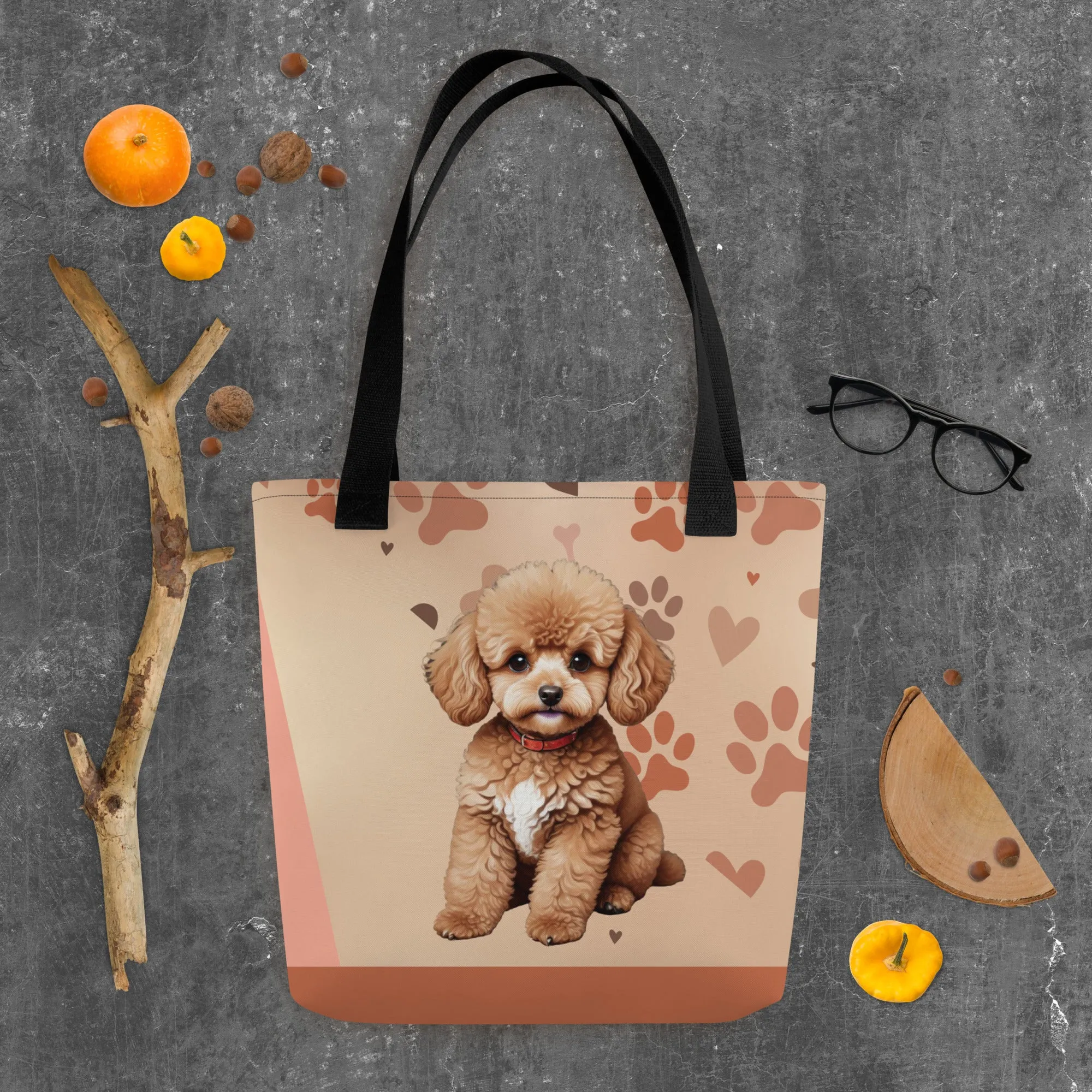 Cute Poodle Print Tote Bag