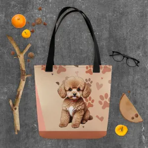 Cute Poodle Print Tote Bag