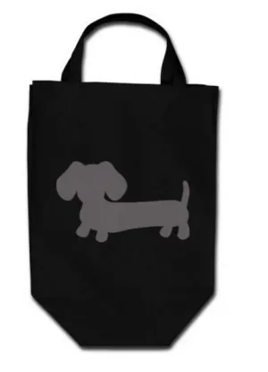 Dachshund Black Grocery Tote Bags