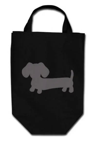 Dachshund Black Grocery Tote Bags