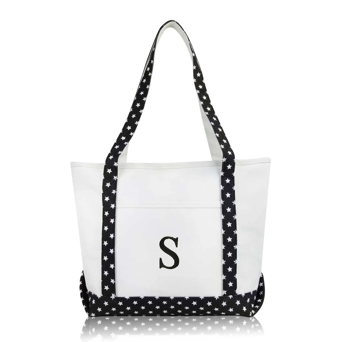 Dalix Medium Personalized Tote Bag Monogrammed Initial Letter - S
