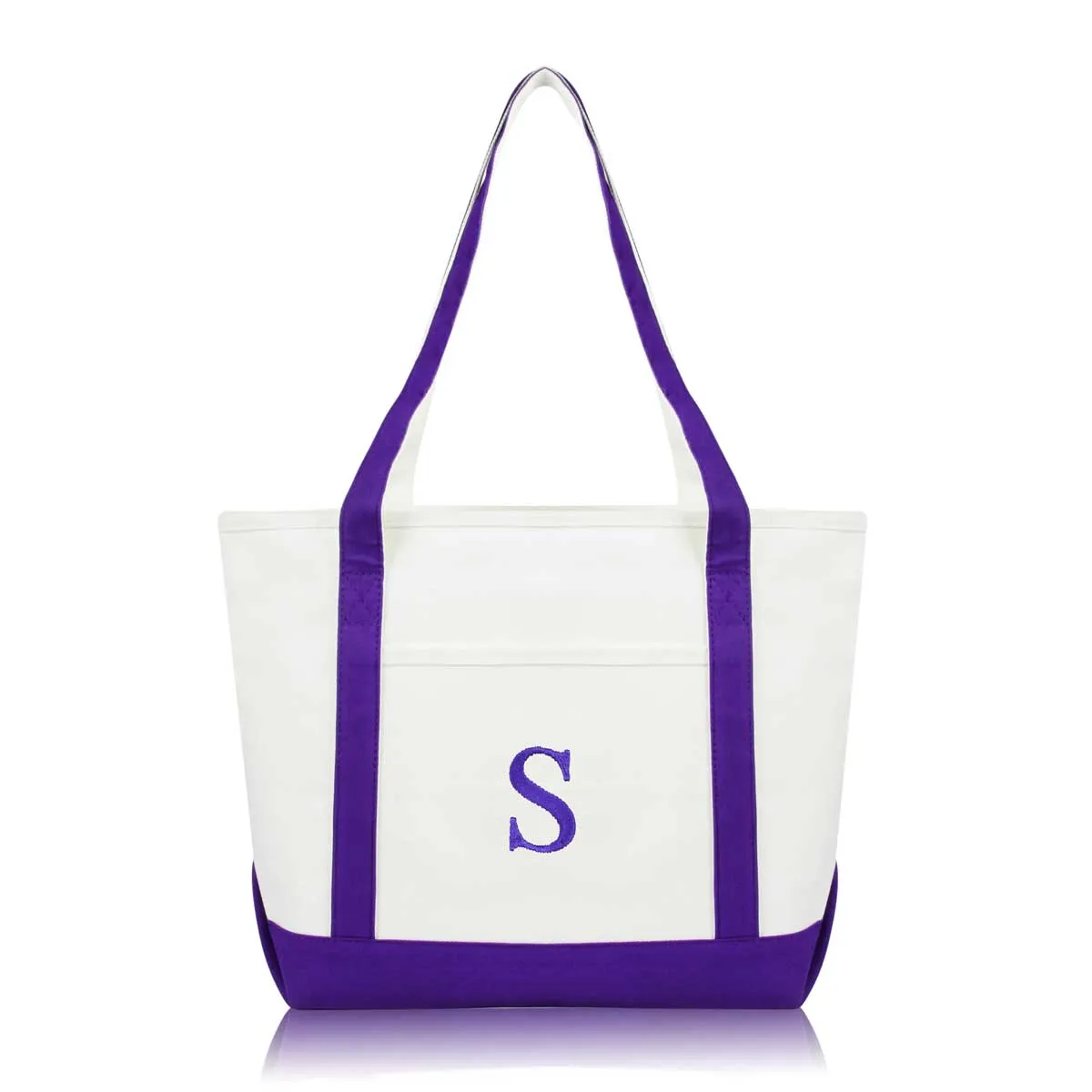 Dalix Medium Personalized Tote Bag Monogrammed Initial Letter - S