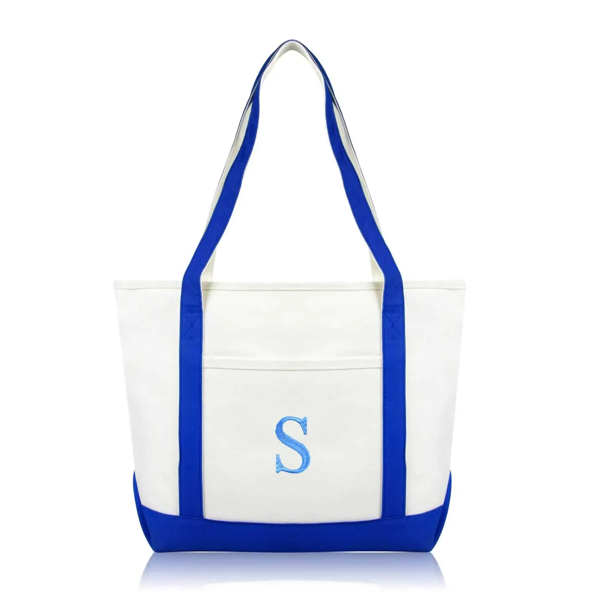 Dalix Medium Personalized Tote Bag Monogrammed Initial Letter - S