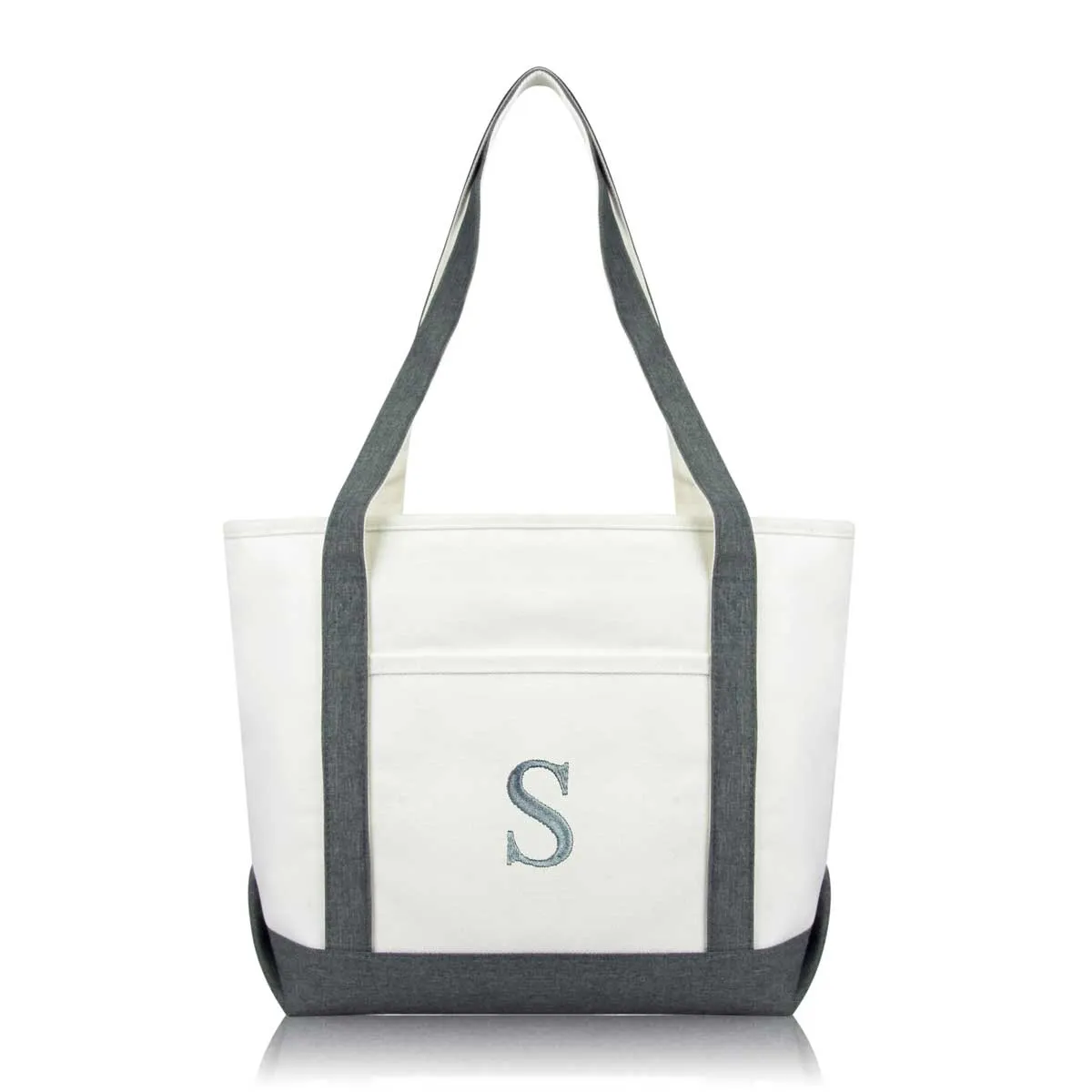 Dalix Medium Personalized Tote Bag Monogrammed Initial Letter - S