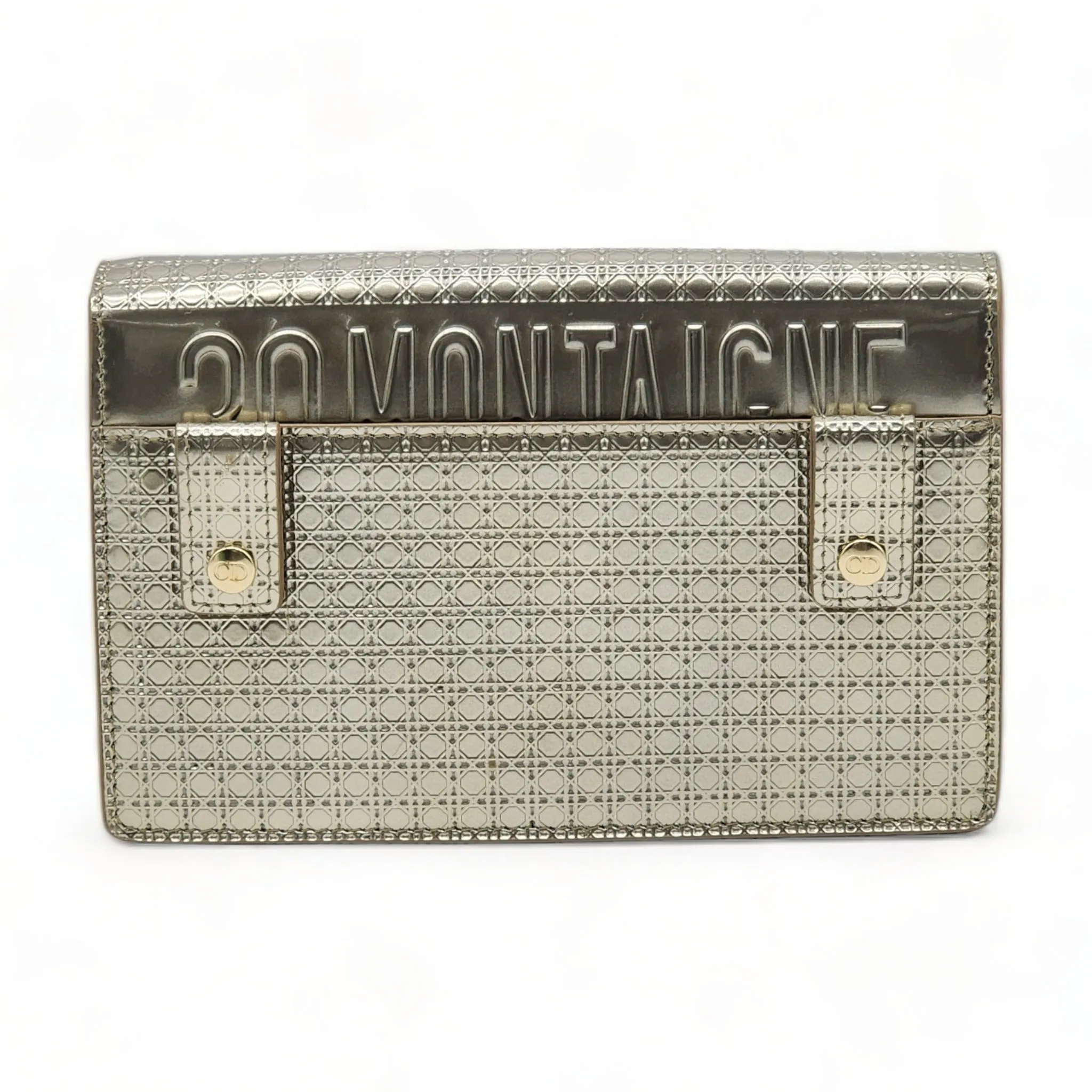 Dior Metallic Patent Micro-Cannage 30 Montaigne Convertible Bag Gold
