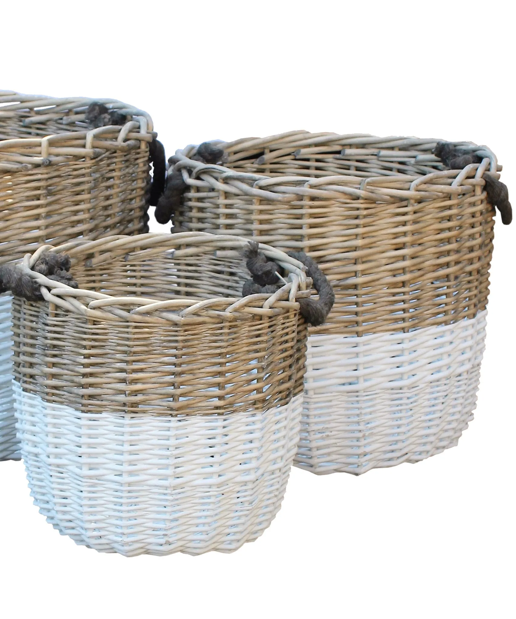 Dipped Woven Basket with Rope Handles