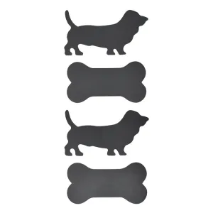 Dog and Bone Chalkboard Stickers, Black, Assorted Sizes, 16-Piece