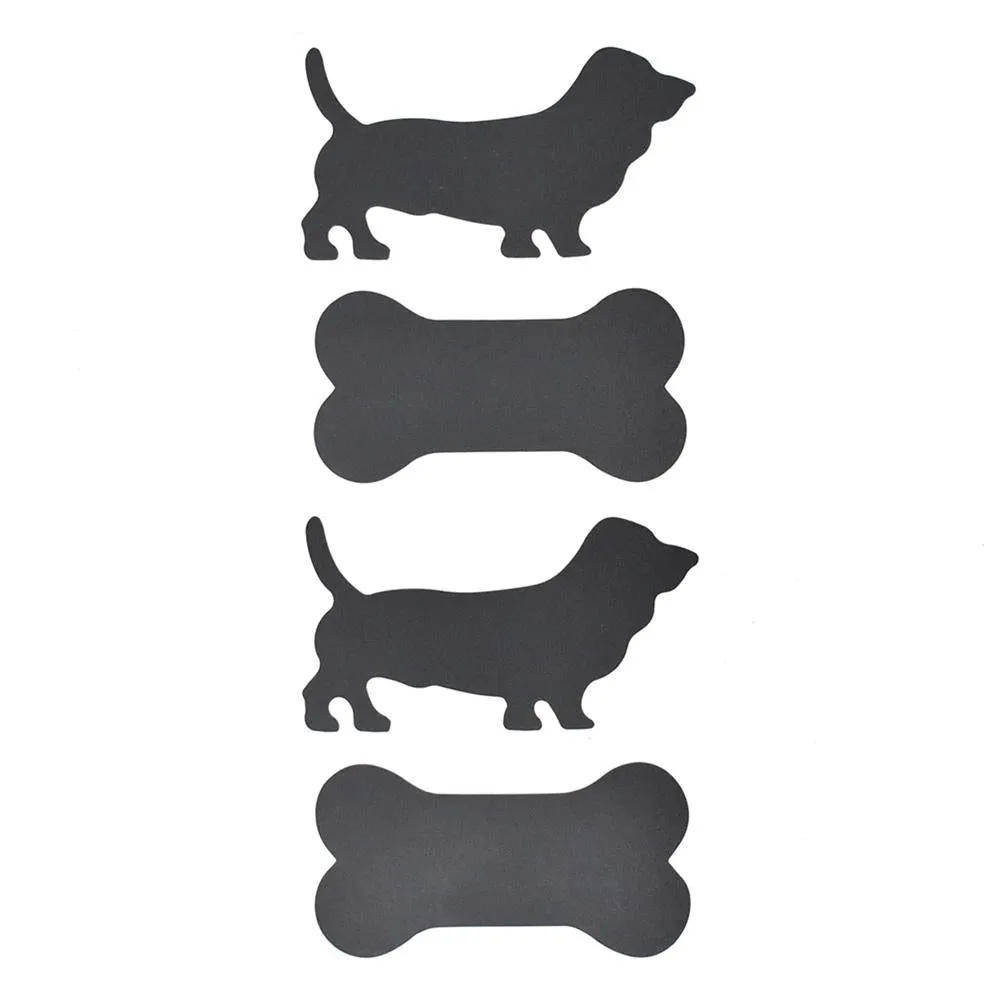 Dog and Bone Chalkboard Stickers, Black, Assorted Sizes, 16-Piece