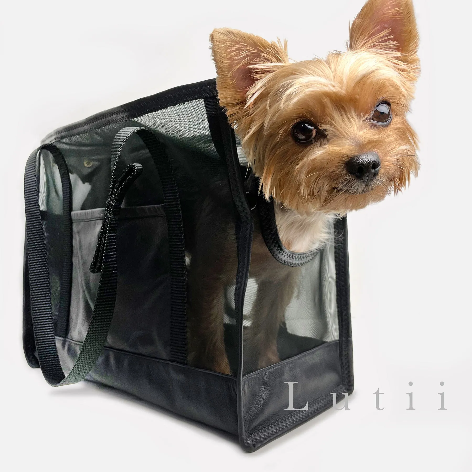 dog carrier dog carrier, non-overheating, spring/summer lightweight micro mesh pet tote. "The Voyer"