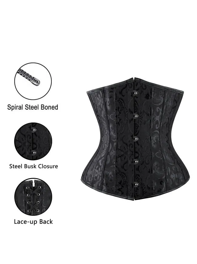 Double Heavy Spiral Steel Boned Underbust Waist Cincher Corset