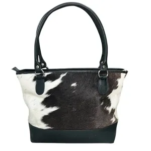 Double-Sided Genuine Cowhide Tote Bag with Leather Accents