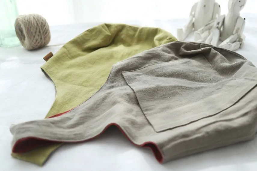 Double-sided Linen Tote Bag Handmade, Red Orange or Yellow Green, Mini Linen Bag, Red Linen Bag, Green Linen Bag, Women's Bag, Eco Bag,