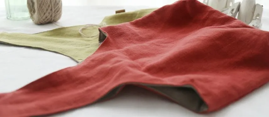 Double-sided Linen Tote Bag Handmade, Red Orange or Yellow Green, Mini Linen Bag, Red Linen Bag, Green Linen Bag, Women's Bag, Eco Bag,