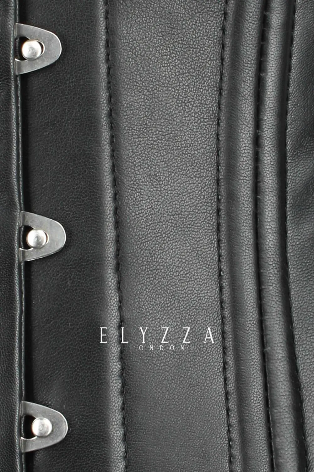 EL-144 - Custom Made Black Faux Leather Waist Training Corset (ELC-102)