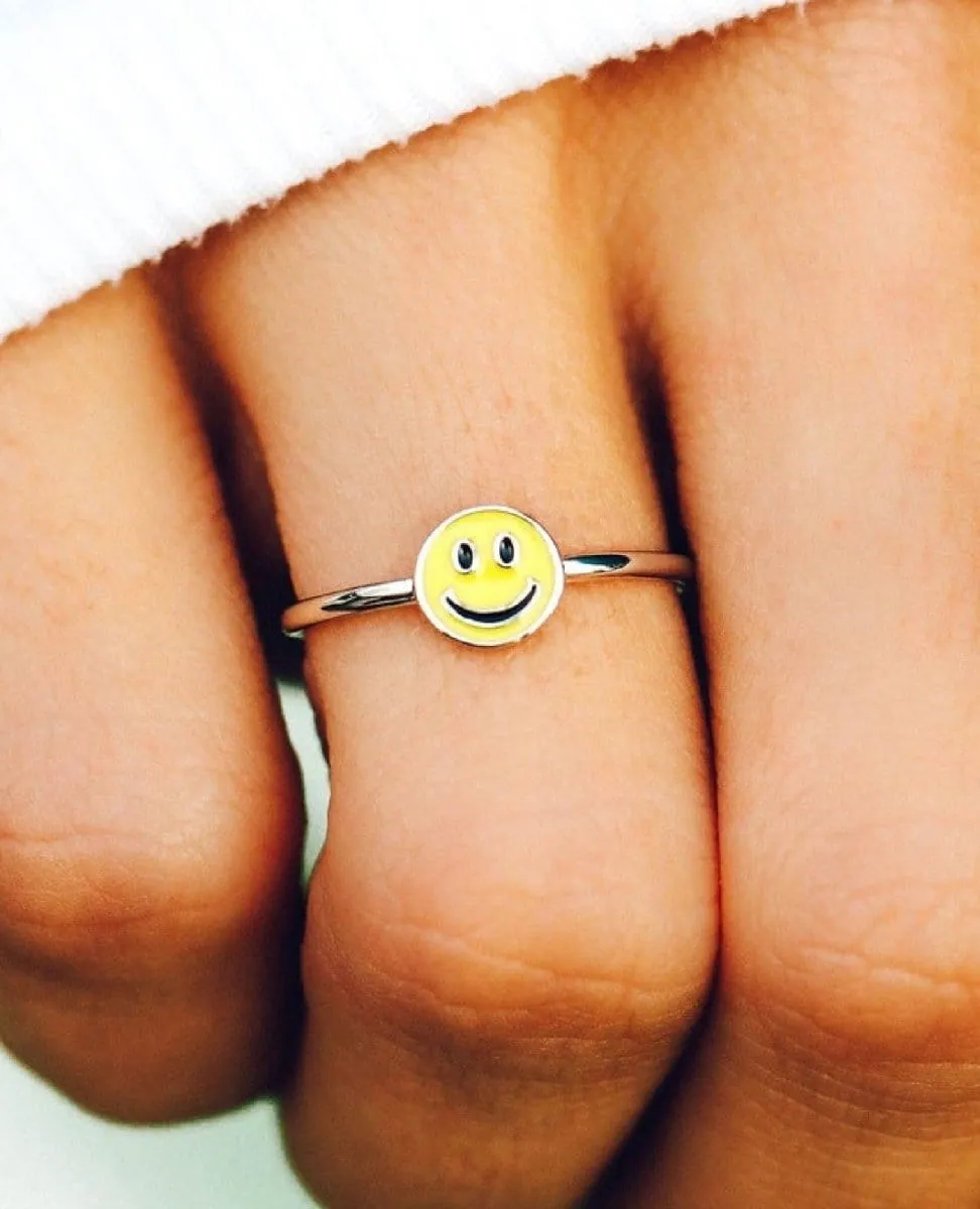 Enamel Happy Face Ring
