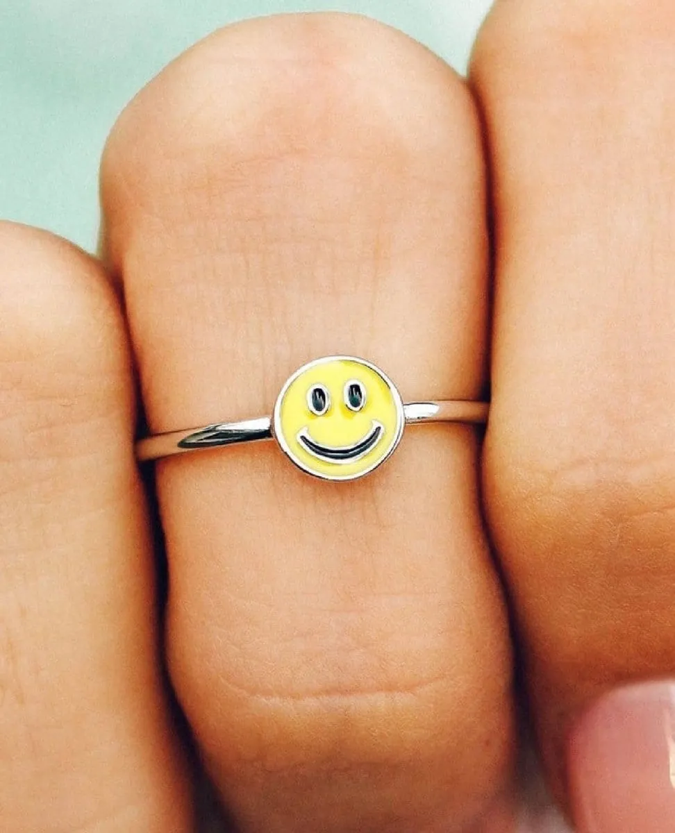 Enamel Happy Face Ring