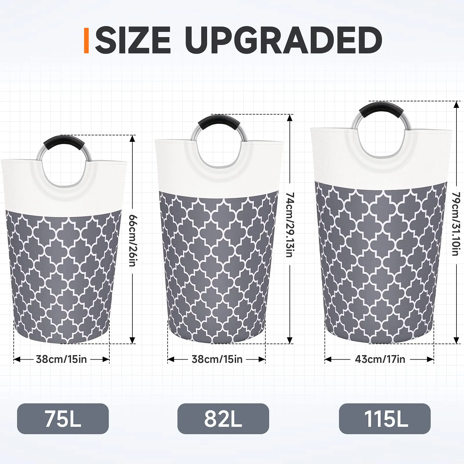 Fabspace Collapsible Tall Waterproof Laundry Basket with Handles for Travel Bathroom College Dorm Family