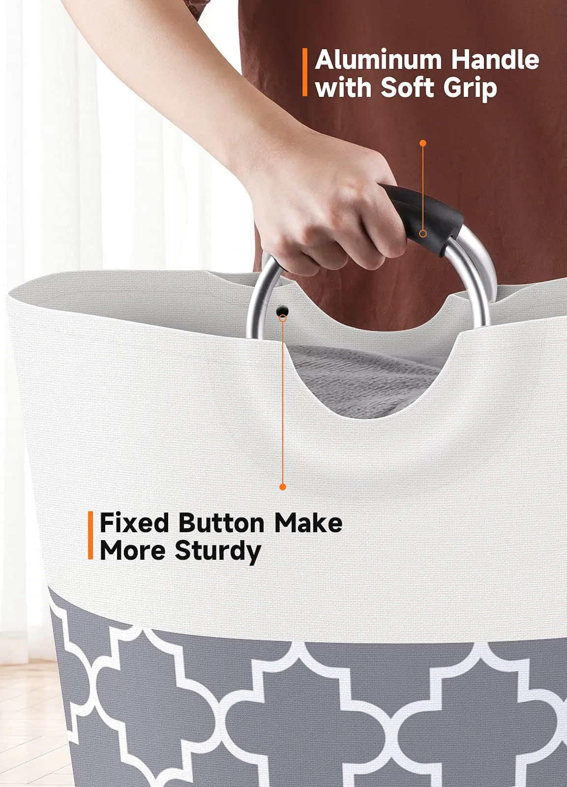 Fabspace Collapsible Tall Waterproof Laundry Basket with Handles for Travel Bathroom College Dorm Family
